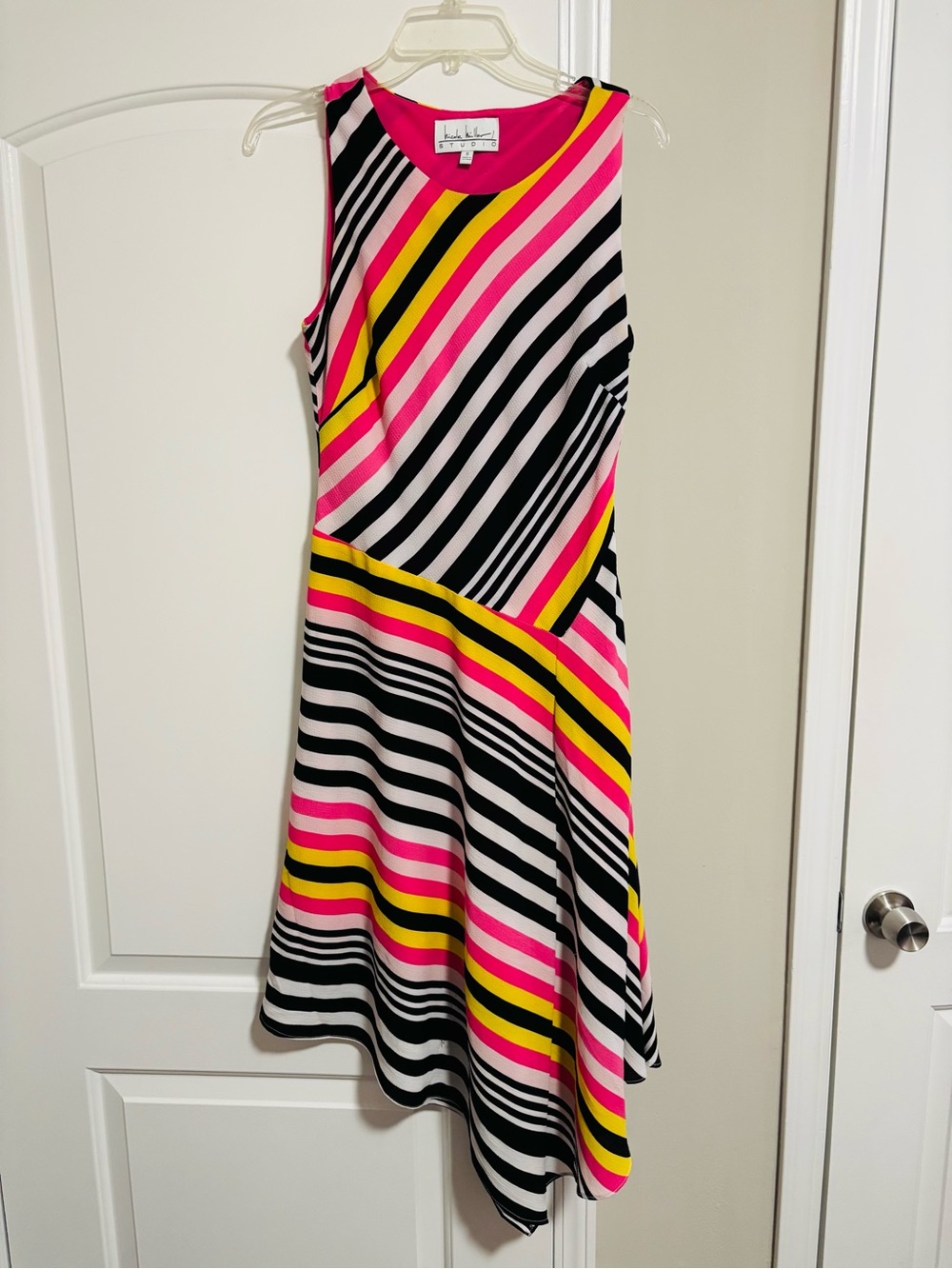 NICOLE MILLER, Studio 8 Pink Striped Sleeveless Dress, Size 6